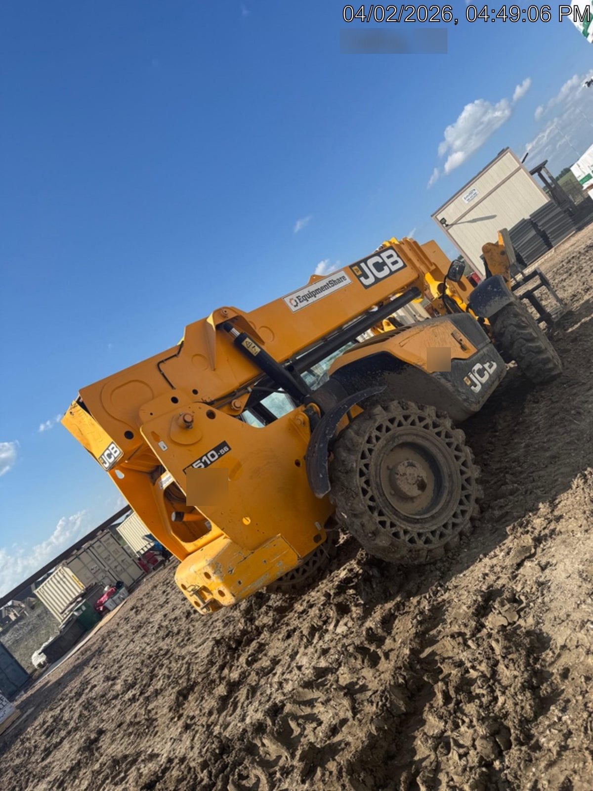 2019 JCB 510-56 Canopy, 74 HP, Solid Tires, STD Worklight, Beacon, Aux Hydraulics, Lifting Eye, Back up Alarm w/66" Carriage/60" Forks
