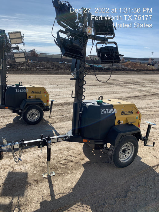 2022 Allmand NLV3GR (4) LED Light Fixture 350W, 23' Vertical Mast, 3kW Prime, Towable, ES Decals, T3