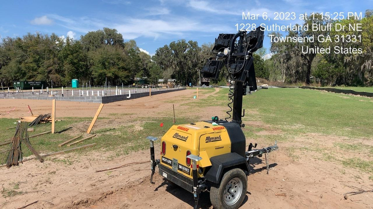 2022 Allmand NLV3GR (4) LED Light Fixture 350W, 23' Vertical Mast, 3kW Prime, Towable