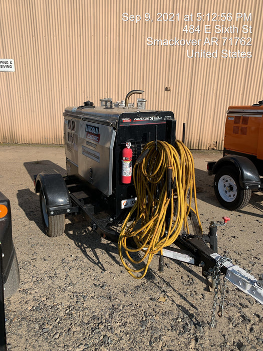 2019 Lincoln Electric Vantage 322 Ready-Pak 3, Two Wheel Trailer, Fender and Light Kit, Cable Rack