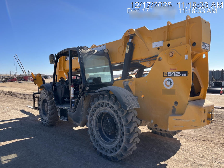 2019 JCB 512-56 Canopy, 109 HP, Solid Tires, STD Worklight, Beacon, Aux Hydraulics, Lifting Eye, Back up Alarm w/66" Carriage/60" Forks