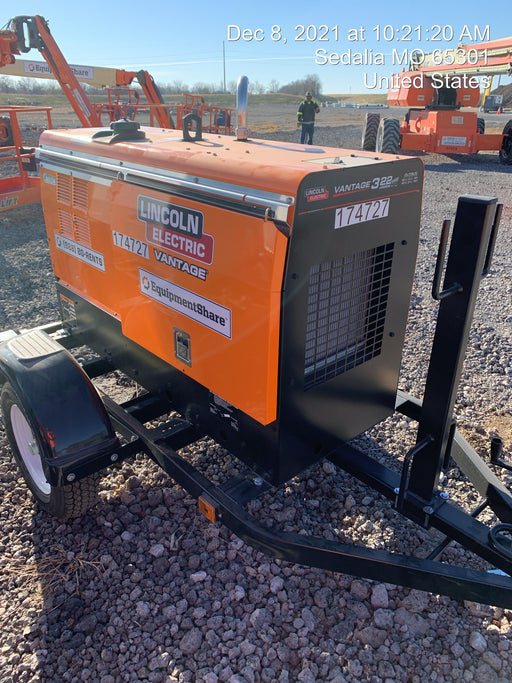 2021 Lincoln Electric Vantage 322 Vantage 322 Ready Pak 3 w/ Decals, ORANGE (includes trailer, cable rack, fender light kit) NO Telematics