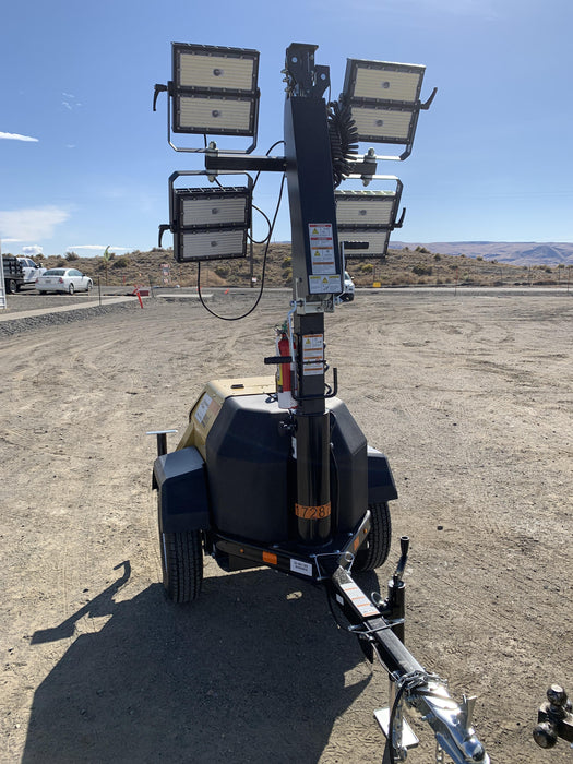 2021 Allmand NLV3GR (4) LED Light Fixture 350W, 23' Vertical Mast, 3kW Prime, Towable, Deep Sea L401, Leveling Jacks, Yanmar T4F 5.8hp