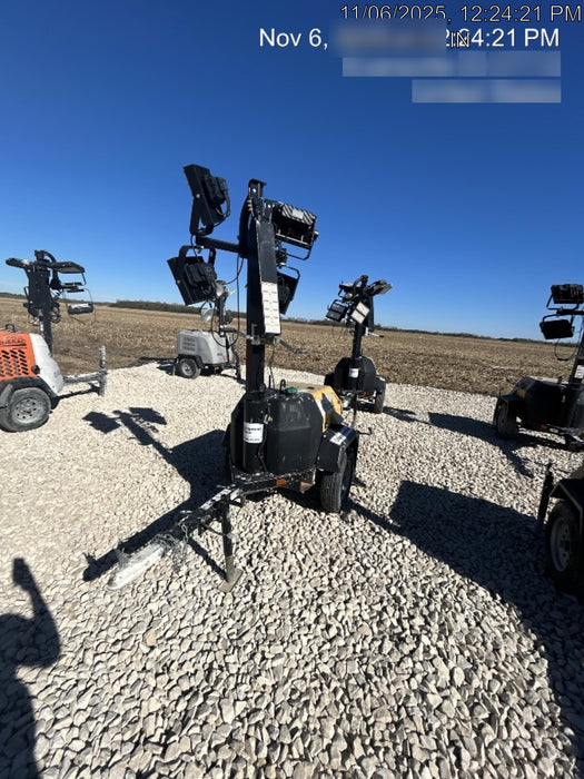 2022 Allmand NLV3GR (4) LED Light Fixture 350W, 23' Vertical Mast, 3kW Prime, Towable, Deep Sea L401, Leveling Jacks, Yanmar T4F 5.8hp