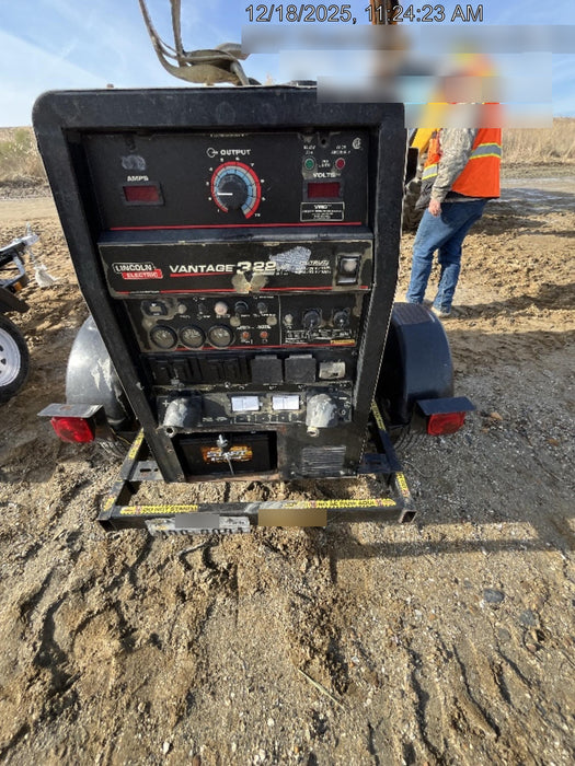 2019 Lincoln Electric Vantage 322 Welder Ready-Pak 3, Two wheel trailer, Fender and Light kit, Cable Rack
