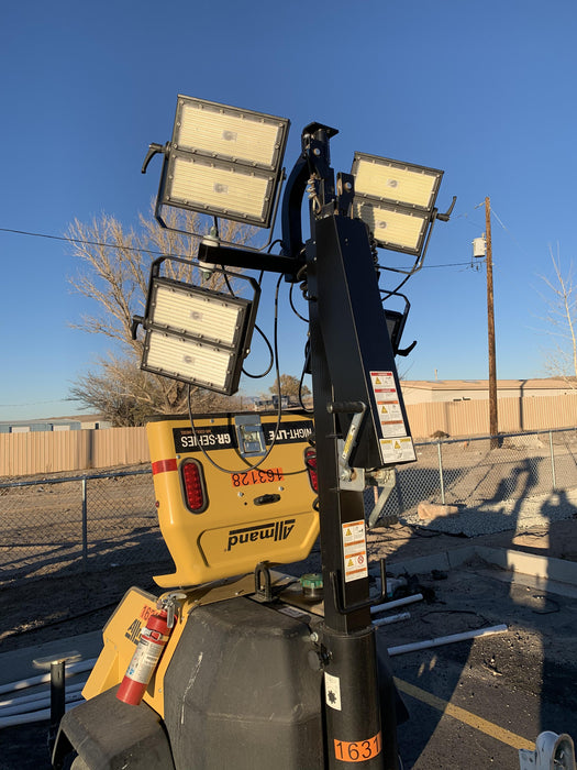 2021 Allmand NLV3GR (4) LED Light Fixture 350W, 23' Vertical Mast, 3kW Prime, Towable, Deep Sea L401, Leveling Jacks, Yanmar T4F 5.8hp