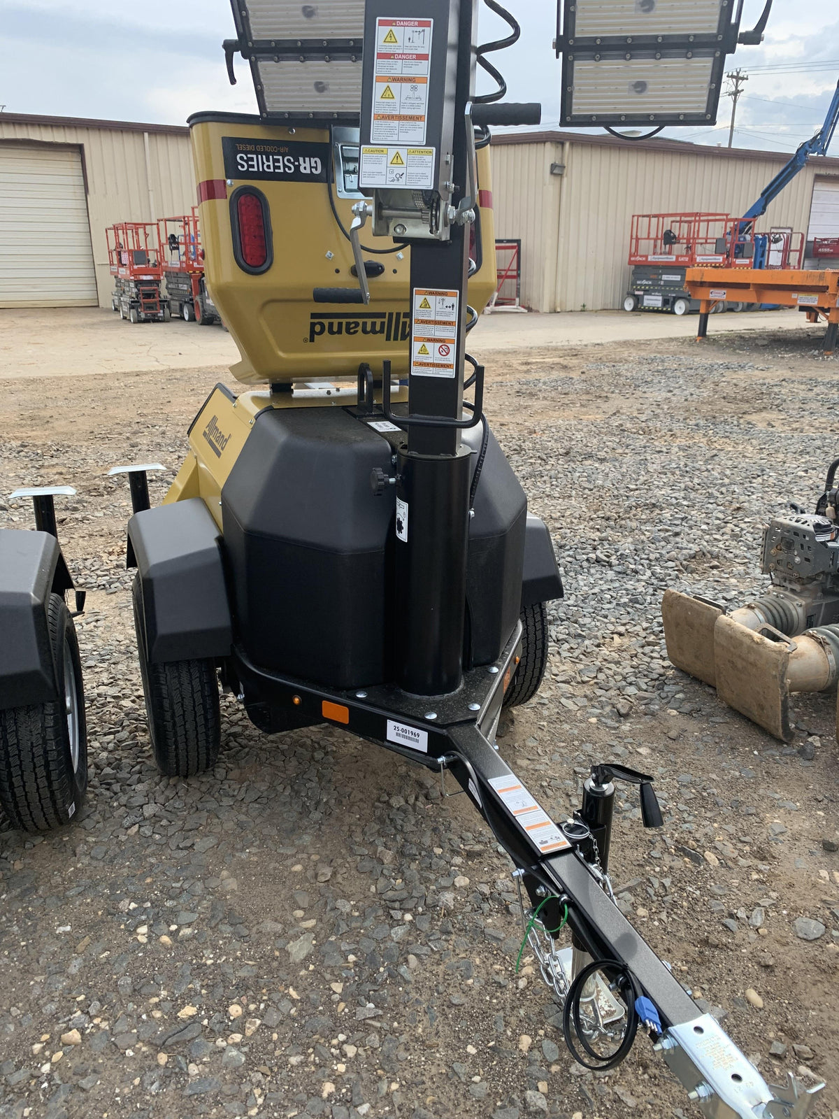 2022 Allmand NLV3GR (4) LED Light Fixture 350W, 23' Vertical Mast, 3kW Prime, Towable, Deep Sea L401, Leveling Jacks, Yanmar T4F 5.8hp