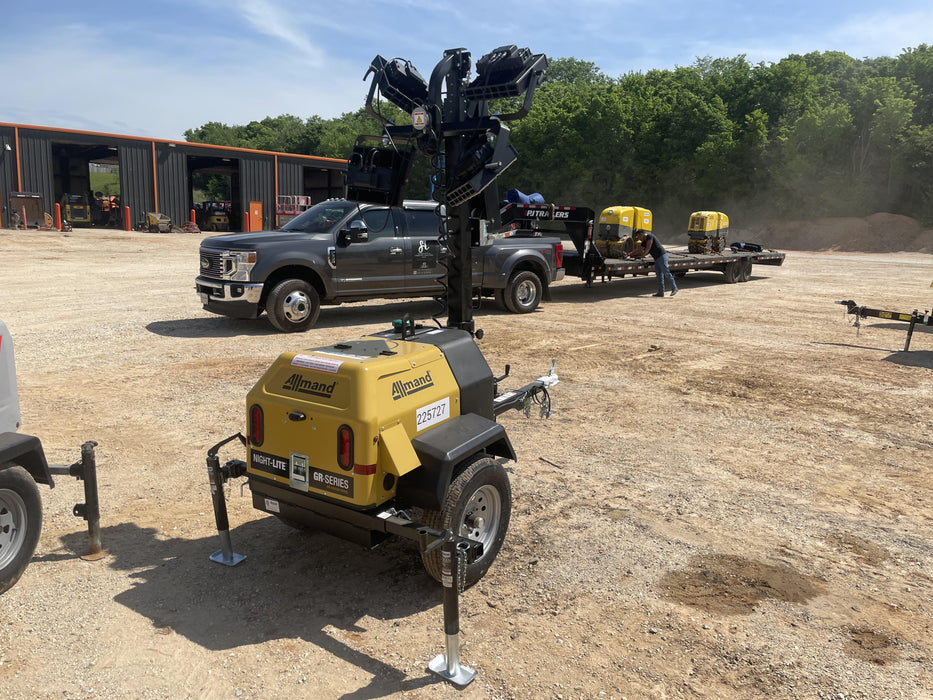 2022 Allmand NLV3GR (4) LED Light Fixture 350W, 23' Vertical Mast, 3kW Prime, Towable, Deep Sea L401, Leveling Jacks, Yanmar T4F 5.8hp