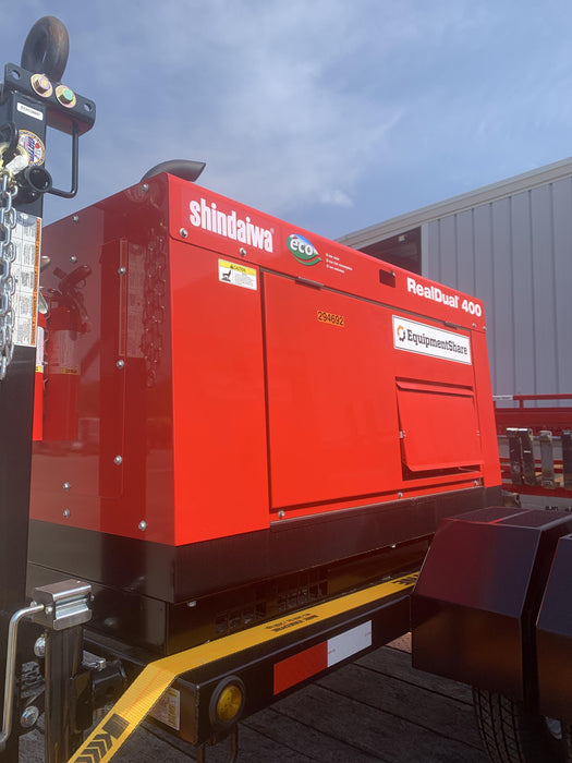 2023 Shindaiwa DGW400MDL Kubota D902 Engine, 23 HP, Dual Op Welder, Wire, Arc, Droop Stick, Tig, and CC Stick Functionality, Simulphase, 3 Phase and 1 Phase Gen Output, Single Axle NB Trlr, Slr Trckl Chrg 12V 12W, Fire Ext