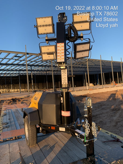 2022 Allmand NLV3GR (4) LED Light Fixture 350W, 23' Vertical Mast, 3kW Prime, Towable, ES Decals, T3