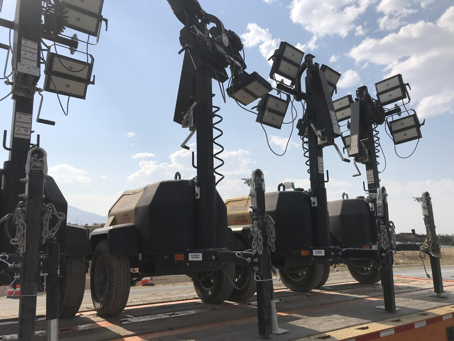 2021 Allmand NLV3GR (4) LED Light Fixture 350W, 23' Vertical Mast, 3kW Prime, Towable, Deep Sea L401, Leveling Jacks, Yanmar T4F 5.8hp