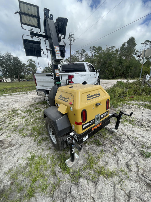 2022 Allmand NLV3GR (4) LED Light Fixture 350W, 23' Vertical Mast, 3kW Prime, Towable, Deep Sea L401, Leveling Jacks, Yanmar T4F 5.8hp