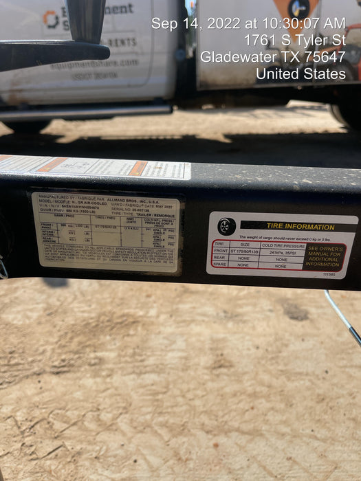 2022 Allmand NLV3GR (4) LED Light Fixture 350W, 23' Vertical Mast, 3kW Prime, Towable, Deep Sea L401, Leveling Jacks, Yanmar T4F 5.8hp