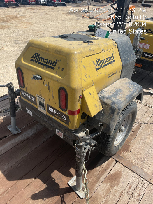 2022 Allmand NLV3GR (4) LED Light Fixture 350W, 23' Vertical Mast, 3kW Prime, Towable, ES Decals, T3