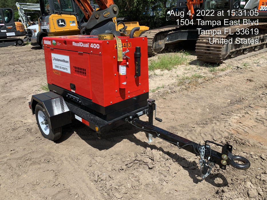 2022 Shindaiwa DGW400MDL Kubota D902 Engine, 23 HP, Dual Op Welder, Wire, Arc, Droop Stick, Tig, and CC Stick Functionality, Simulphase, 3 Phase and 1 Phase Gen Output, Single Axle NB Trlr, Slr Trckl Chrg 12V 12W, Fire Ext