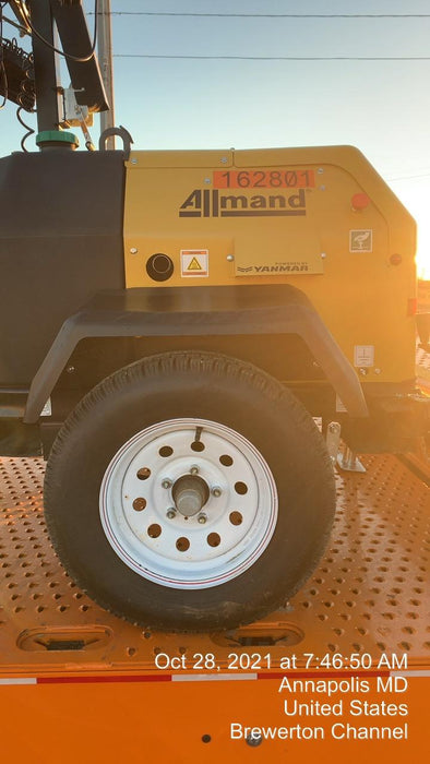 2021 Allmand NLV3GR (4) LED Light Fixture 350W, 23' Vertical Mast, 3kW Prime, Towable, Deep Sea L401, Leveling Jacks, Yanmar T4F 5.8hp