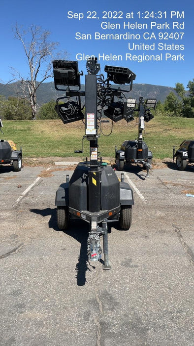 2021 Allmand NLV3GR (4) LED Light Fixture 350W, 23' Vertical Mast, 3kW Prime, Towable, Deep Sea L401, Leveling Jacks, Yanmar T4F 5.8hp