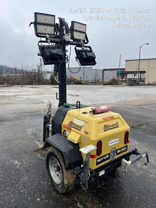 2021 Allmand NLV3GR (4) LED Light Fixture 350W, 23' Vertical Mast, 3kW Prime, Towable, Deep Sea L401, Leveling Jacks, Yanmar T4F 5.8hp