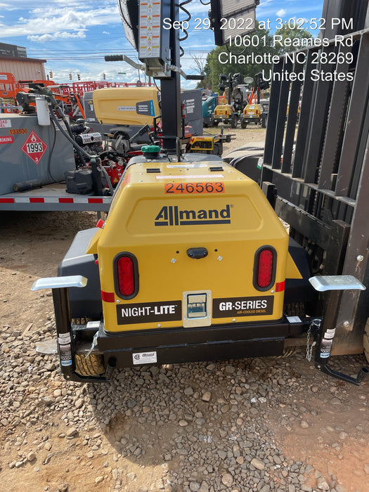 2022 Allmand NLV3GR (4) LED Light Fixture 350W, 23' Vertical Mast, 3kW Prime, Towable