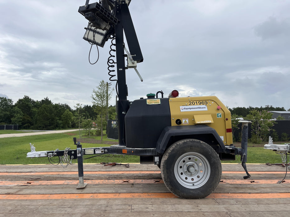 2022 Allmand NLV3GR (4) LED Light Fixture 350W, 23' Vertical Mast, 3kW Prime, Towable, Deep Sea L401, Leveling Jacks, Yanmar T4F 5.8hp