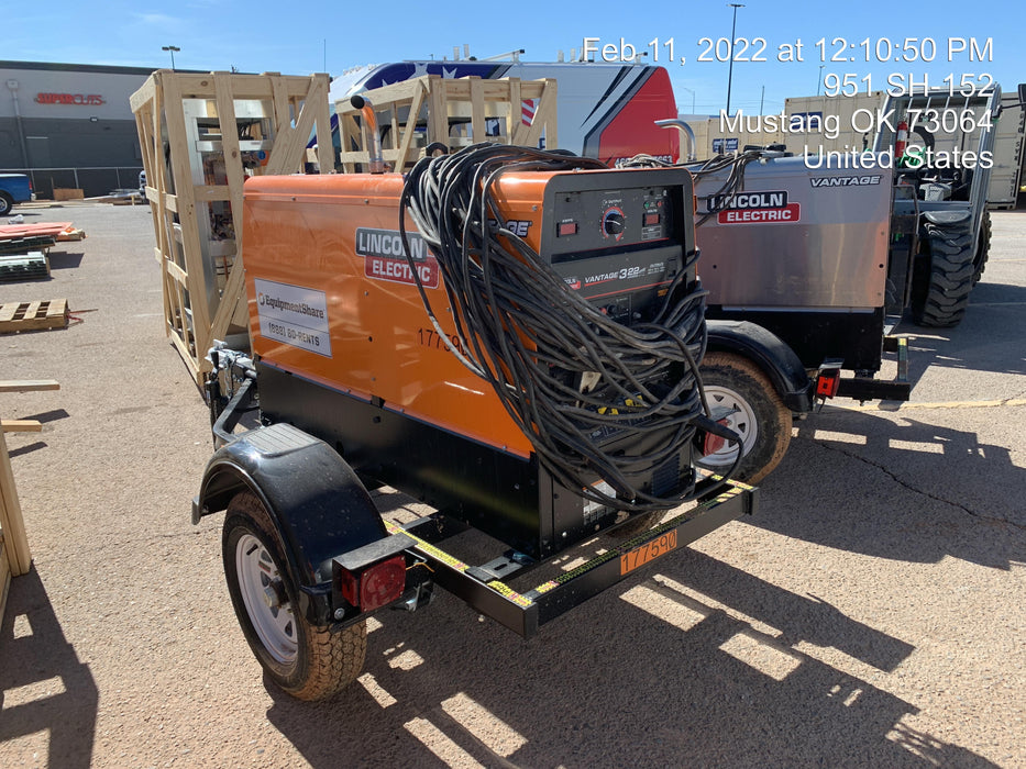2021 Lincoln Electric Vantage 322 Vantage 322 Ready Pak 3 w/ Decals, ORANGE (includes trailer, cable rack, fender light kit) NO Telematics