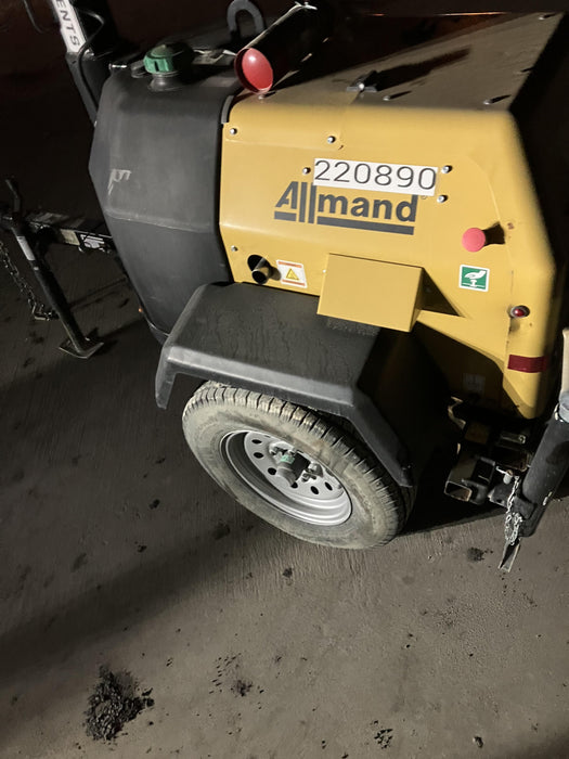 2022 Allmand NLV3GR (4) LED Light Fixture 350W, 23' Vertical Mast, 3kW Prime, Towable, Deep Sea L401, Leveling Jacks, Yanmar T4F 5.8hp