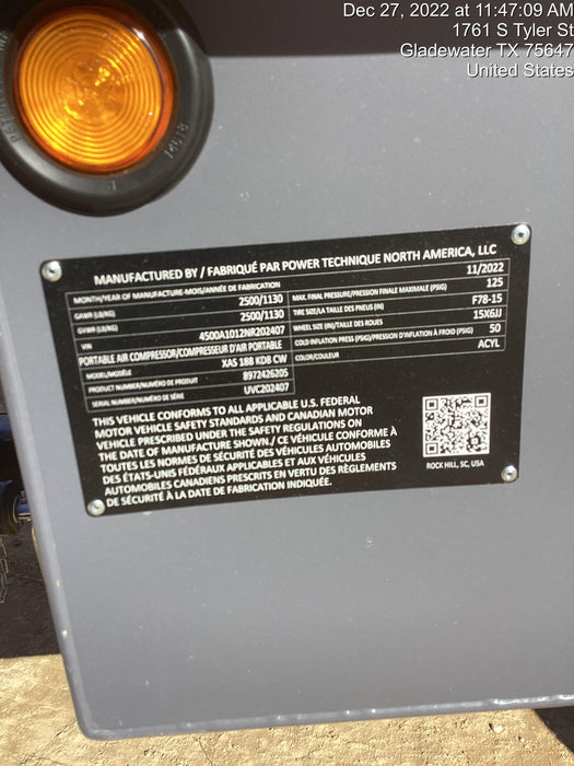 2022 ATLAS COPCO XAS188 CWK