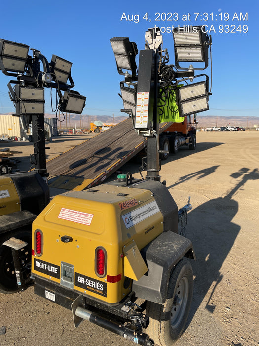 2022 Allmand NLV3GR (4) LED Light Fixture 350W, 23' Vertical Mast, 3kW Prime, Towable, ES Decals, T3