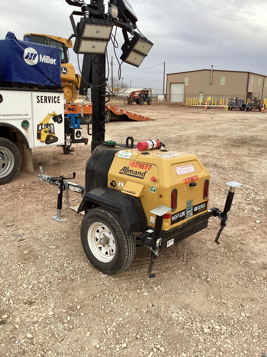 Allmand NLV3GR (4) LED Light Fixture 350W, 23' Vertical Mast, 3kW Prime, Towable, Deep Sea L401, Leveling Jacks, Yanmar T4F 5.8hp