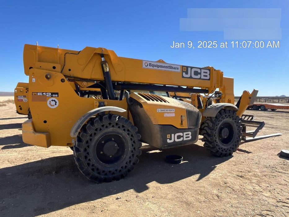 2019 JCB 512-56 Cab/Heat/Air, 109 HP, Solid Tires, STD Worklight, Beacon, Aux Hydraulics, Lifting Eye, Back up Alarm w/66" Carriage/60" Forks