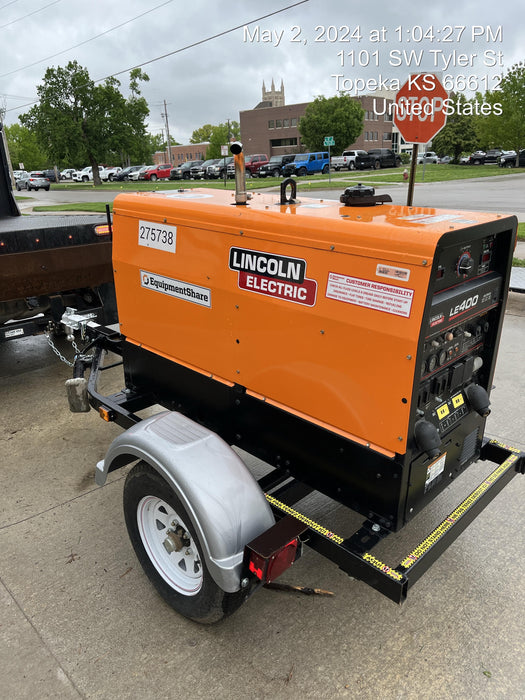 2022 Lincoln Electric LE400 Kubota V1505, Trlr, Cable Rack, Light Kit, ES Decals, T3