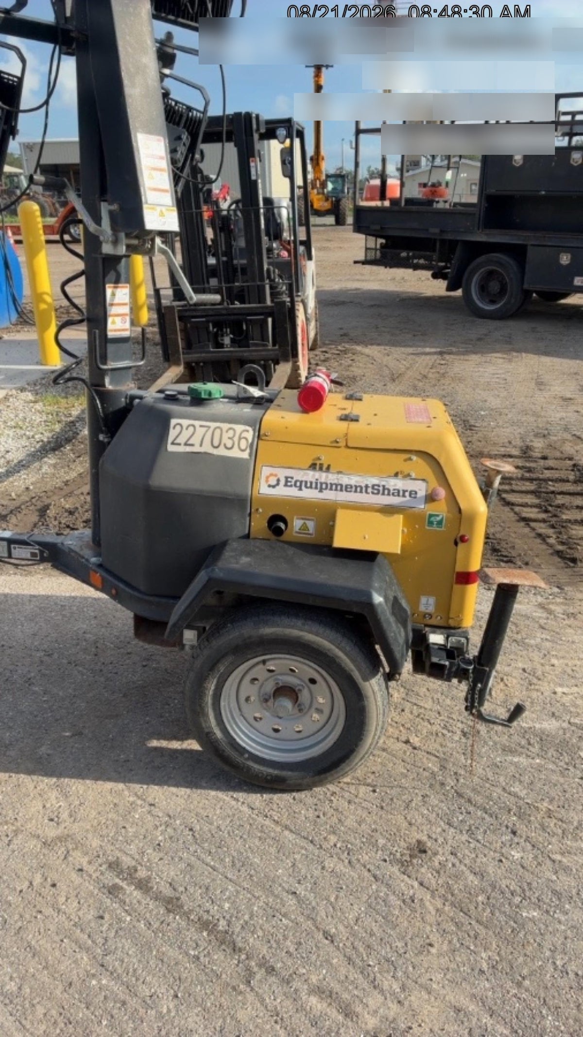 2022 Allmand NLV3GR (4) LED Light Fixture 350W, 23' Vertical Mast, 3kW Prime, Towable, Deep Sea L401, Leveling Jacks, Yanmar T4F 5.8hp