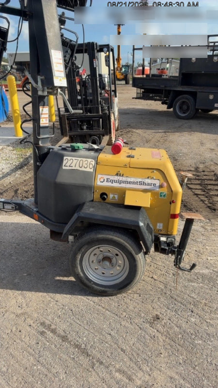 2022 Allmand NLV3GR (4) LED Light Fixture 350W, 23' Vertical Mast, 3kW Prime, Towable, Deep Sea L401, Leveling Jacks, Yanmar T4F 5.8hp