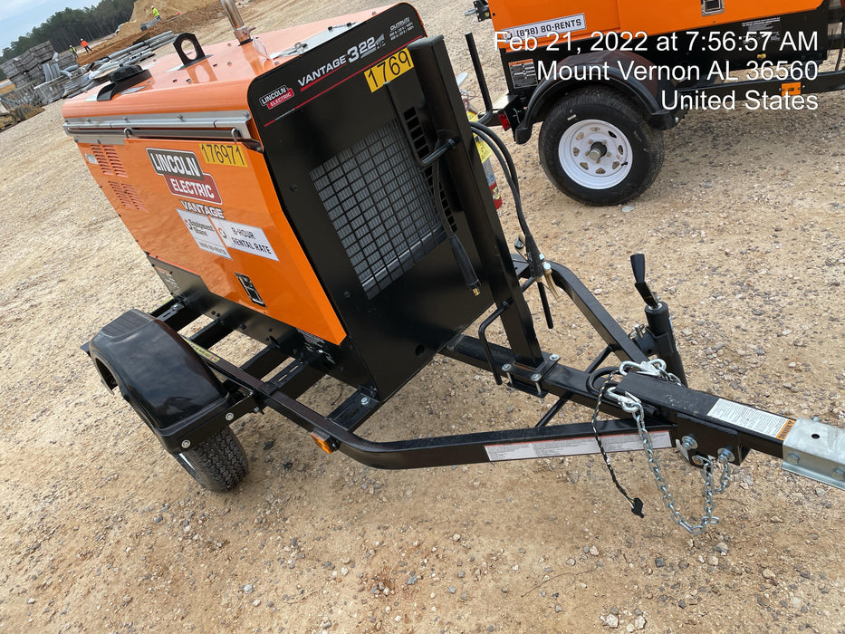 2021 Lincoln Electric Vantage 322 Vantage 322 Ready Pak 3 w/ Decals, ORANGE (includes trailer, cable rack, fender light kit) NO Telematics