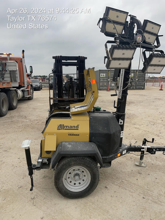 2022 Allmand NLV3GR (4) LED Light Fixture 350W, 23' Vertical Mast, 3kW Prime, Towable, ES Decals, T3