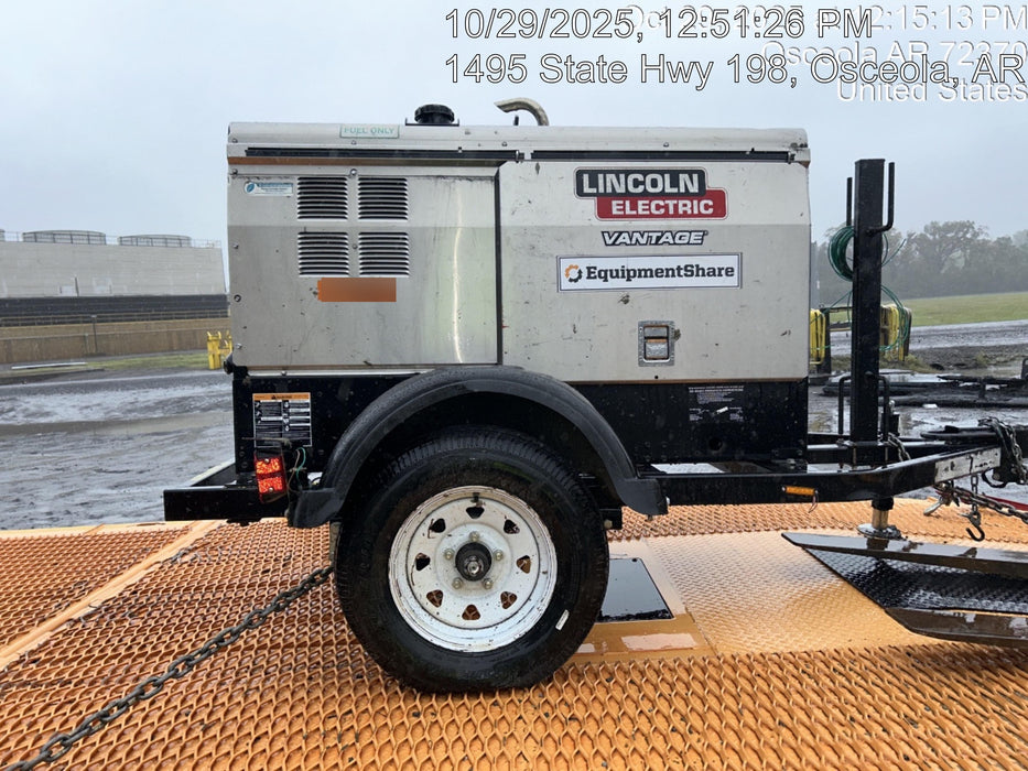 2019 Lincoln Electric Vantage 322 Welder Ready-Pak 3, Two wheel trailer, Fender and Light kit, Cable Rack