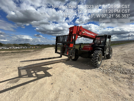 2019 Manitou MTA8044 74hp T4F, Cab/Heat/Air, Cab and Boom LED work lights, Auxiliary Hydraulics, Solid Tires, Amber strobe, Lift Hook 66" Carriage, 60" Forks