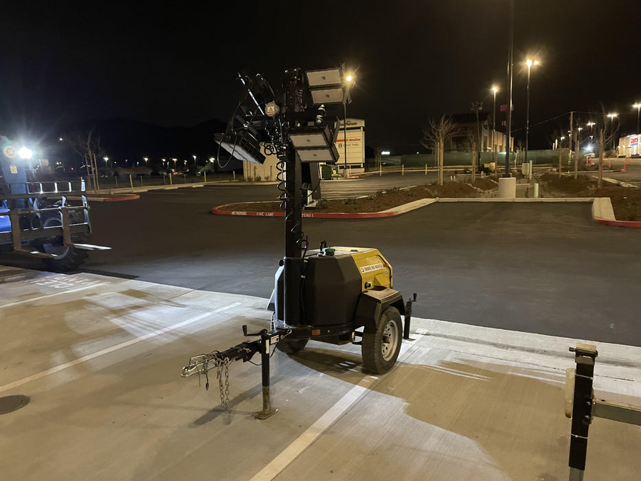 2022 Allmand NLV3GR (4) LED Light Fixture 350W, 23' Vertical Mast, 3kW Prime, Towable, Deep Sea L401, Leveling Jacks, Yanmar T4F 5.8hp