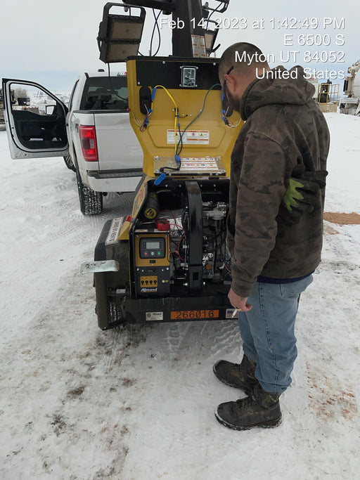 2022 Allmand NLV3GR (4) LED Light Fixture 350W, 23' Vertical Mast, 3kW Prime, Towable, ES Decals, T3