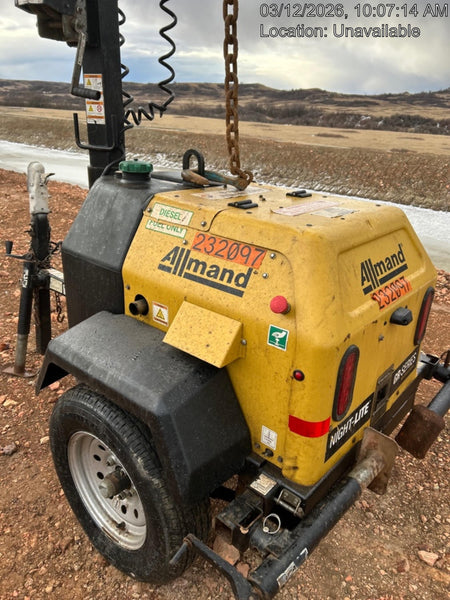 2022 Allmand NLV3GR (4) LED Light Fixture 350W, 23' Vertical Mast, 3kW Prime, Towable, Deep Sea L401, Leveling Jacks, Yanmar T4F 5.8hp