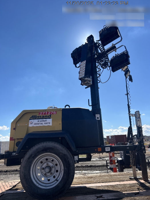 2022 Allmand NLV3GR (4) LED Light Fixture 350W, 23' Vertical Mast, 3kW Prime, Towable, ES Decals, T3