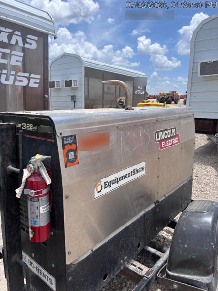 2019 Lincoln Electric Vantage 322 Welder Ready-Pak 3, Two wheel trailer, Fender and Light kit, Cable Rack