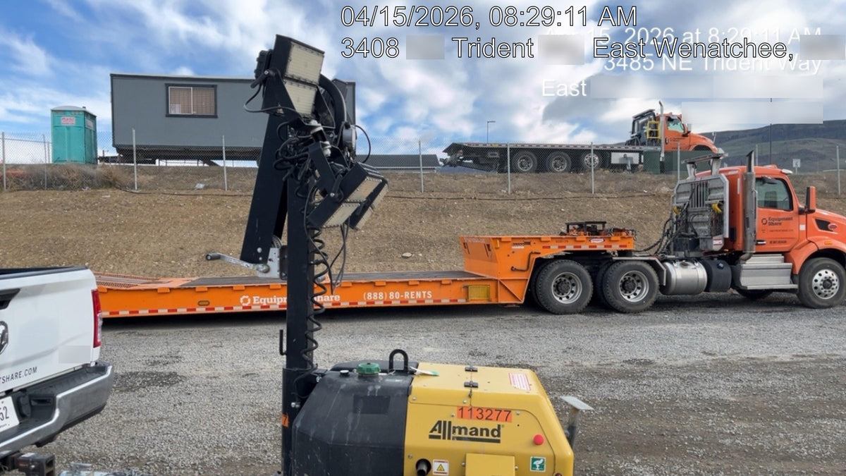2020 Allmand NLV3GR (4) LED Light Fixture 350W, 23' Vertical Mast, 3kW Prime, Towable, Deep Sea L401, Leveling Jacks, Yanmar T4F 5.8hp