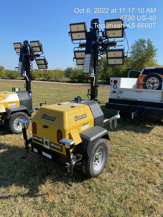 2022 Allmand NLV3GR (4) LED Light Fixture 350W, 23' Vertical Mast, 3kW Prime, Towable, ES Decals, T3