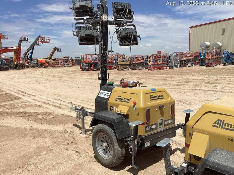 2022 Allmand NLV3GR (4) LED Light Fixture 350W, 23' Vertical Mast, 3kW Prime, Towable, ES Decals, T3