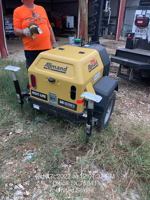 2022 Allmand NLV3GR (4) LED Light Fixture 350W, 23' Vertical Mast, 3kW Prime, Towable, Deep Sea L401, Leveling Jacks, Yanmar T4F 5.8hp