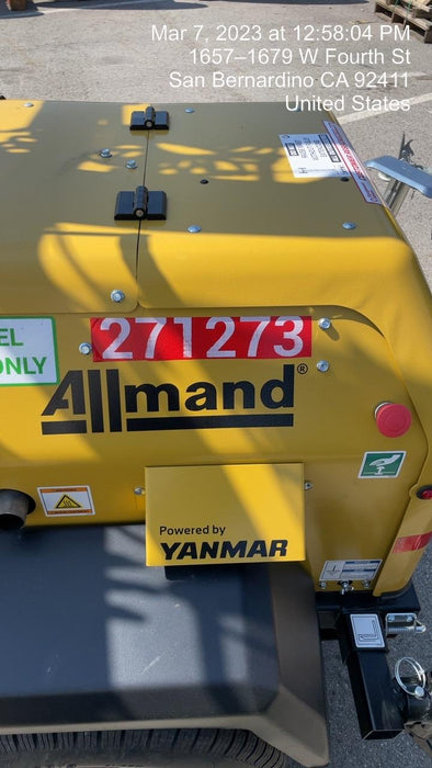 2022 Allmand NLV3GR (4) LED Light Fixture 350W, 23' Vertical Mast, 3kW Prime, Towable, ES Decals, T3