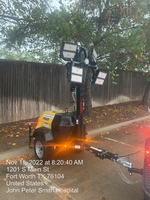 2022 Allmand NLV3GR (4) LED Light Fixture 350W, 23' Vertical Mast, 3kW Prime, Towable, ES Decals, T3