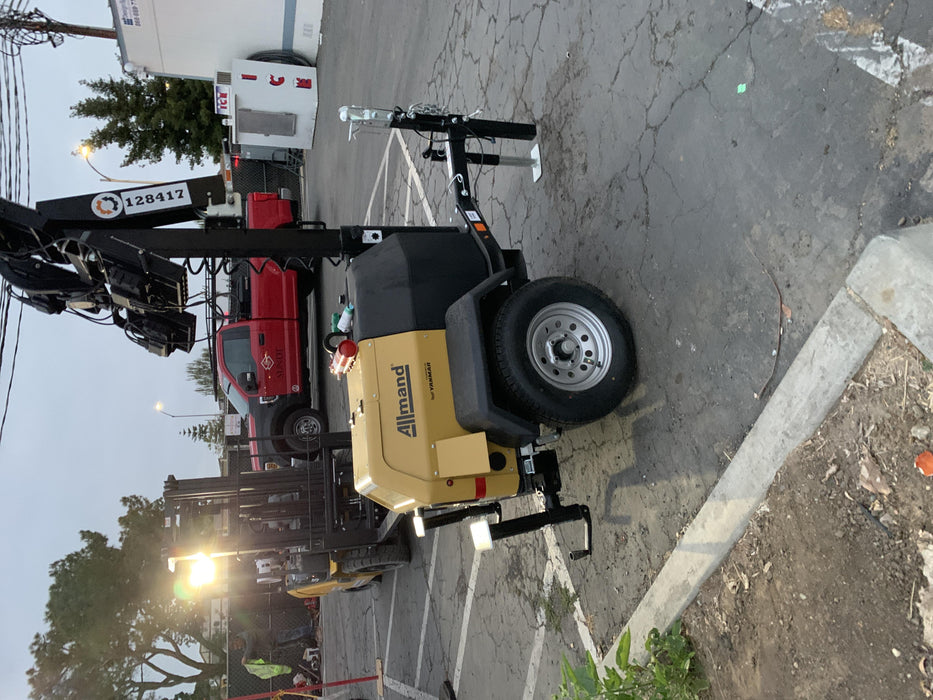 2021 Allmand NLV3GR (4) LED Light Fixture 350W, 23' Vertical Mast, 3kW Prime, Towable, Deep Sea L401, Leveling Jacks, Yanmar T4F 5.8hp