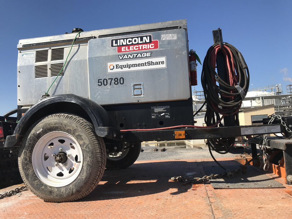 2019 Lincoln Electric Vantage 322 Welder Ready-Pak 3, Two wheel trailer, Fender and Light kit, Cable Rack